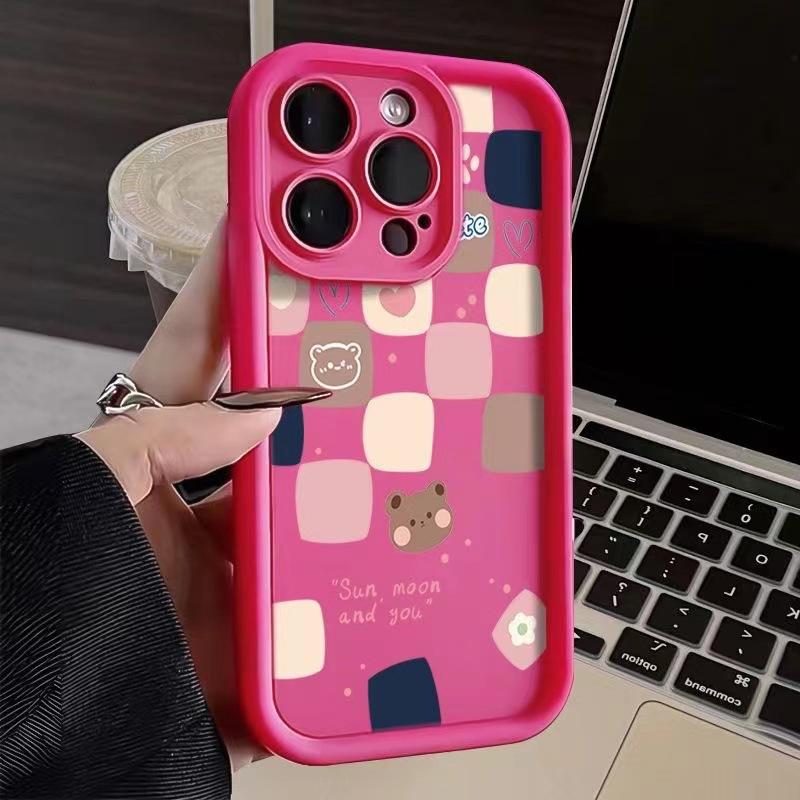 Square Bear Is Suitable for Apple 16 Phone Case 15plus, Matte 14 Silicone 13mini Protective Case 12promax