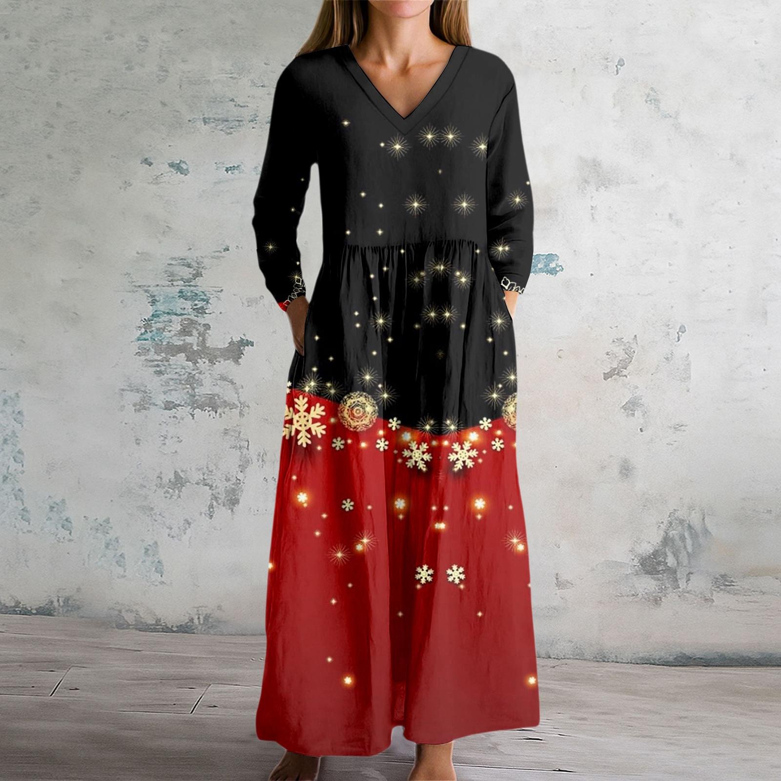 

Женское модное платье Весеннее платье с V-образным вырезом и длинными рукавами XXL красный