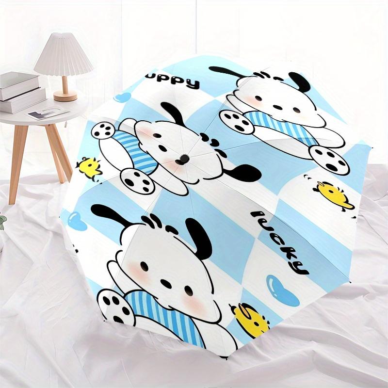 Pochacco,Sanrio Automatic Folding Umbrella Simple 8 Rib Design, Bright Cartoon Pattern, Durable Iron Frame, Suitable For Travel, Outdoor, Be