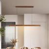 Nordic Wooden LED Pendant Lamp Simple Dimmable Ceiling Chandelier Dining Room Kitchen Table Long Strip Hanging Lighting  Fixture