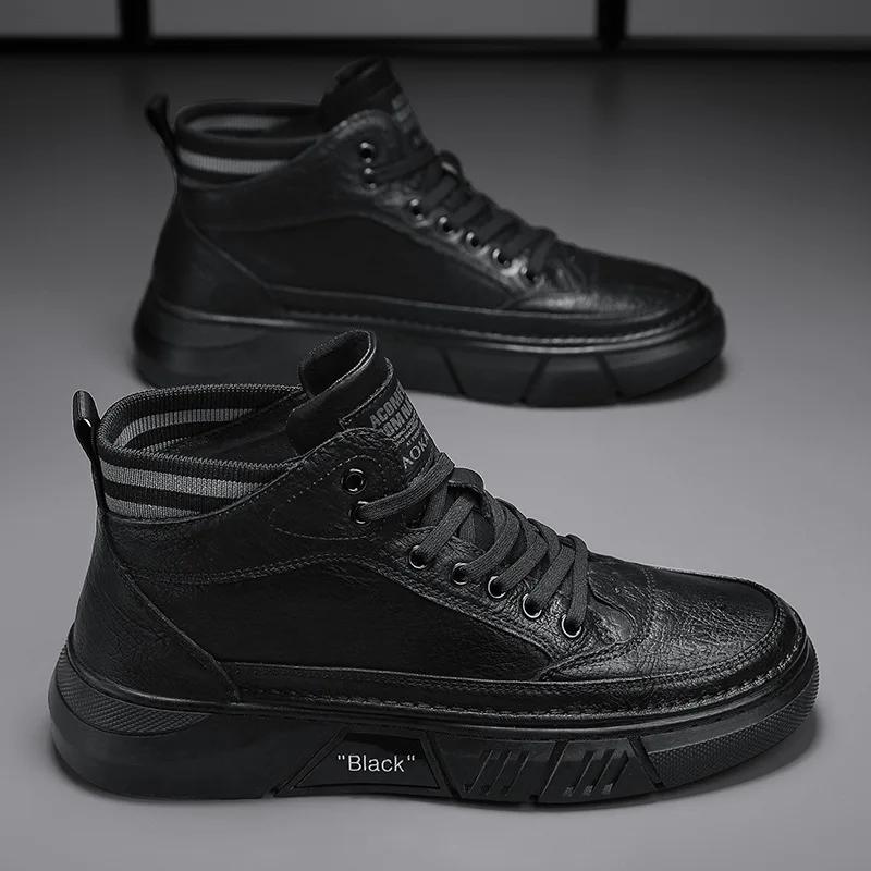 Mens Ankle Boots 2025 Casual Sneakers Platform Safety Leather Boots Skateboard Designer Luxury Sport Fashion Tennis Work Boots