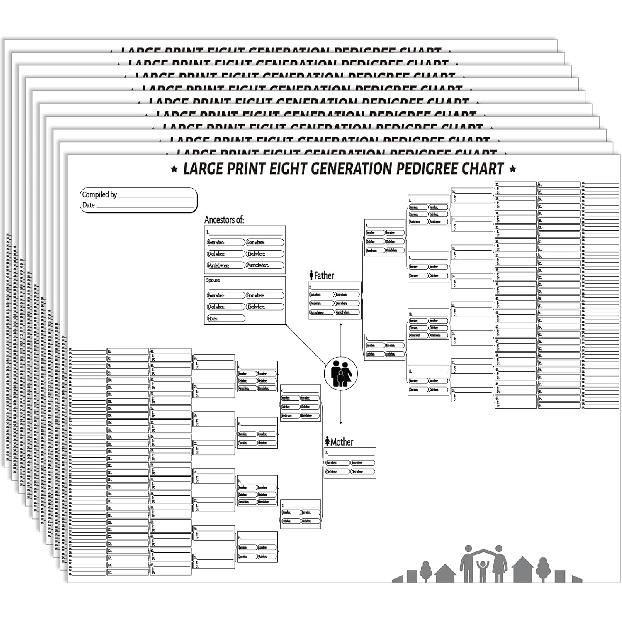10 Pieces Family Tree Charts To Fill In Blank Genealogy Pedigree Charts for Ancestry Family Tree Maker Genealogy Organizer for Genealogists(Eight