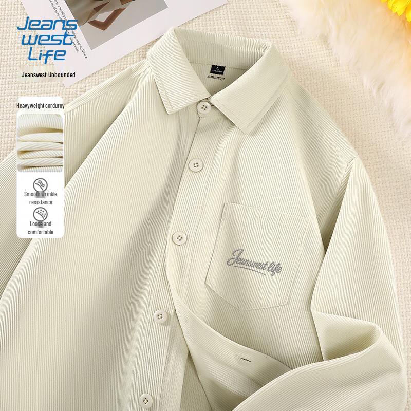 

JEANSWEST LIFE Men s Corduroy Long Sleeve Shirt 4XL