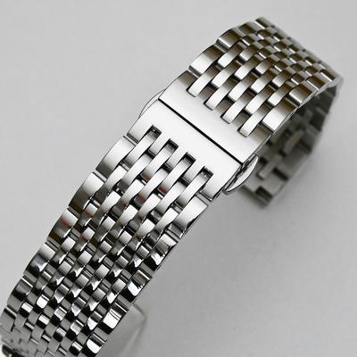 Edelstahl-Uhrenarmband mit gebogenem Ende, 18 mm, 19 mm, 20 mm, 21 mm, 22 mm, Ersatzarmband, Schmetterlingsverschluss, Armband, Silber, Gold
