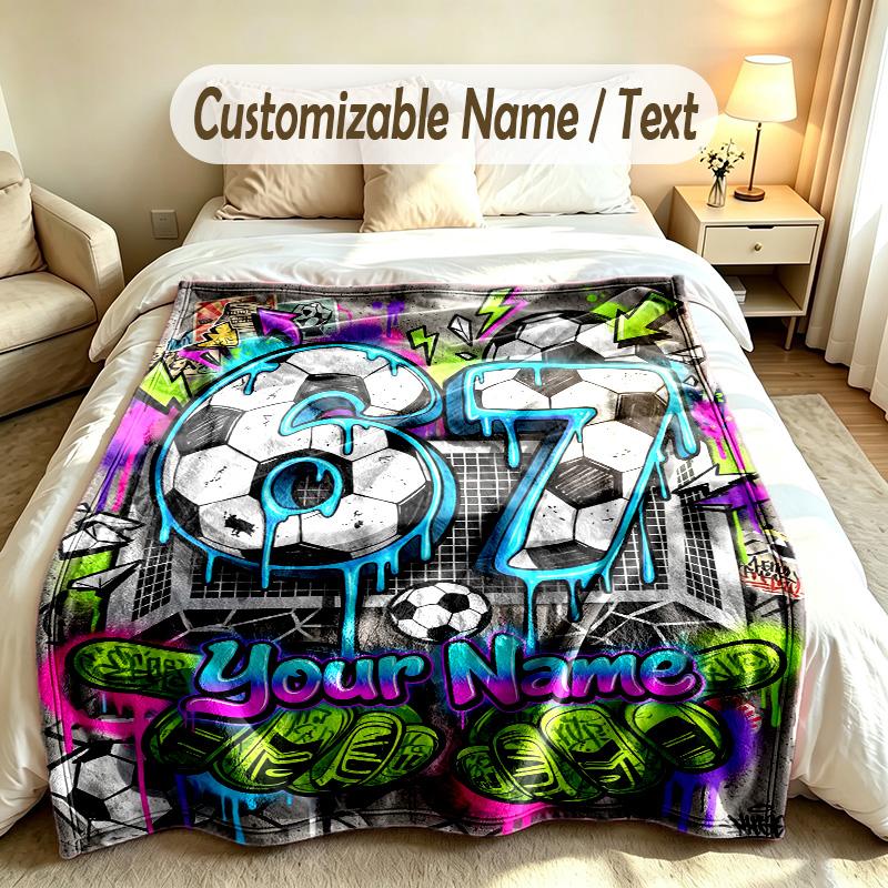 Graffiti Theme Custom Blanket Personalized Name & Text Customized Soft Warm Throw Blanket Home Decor