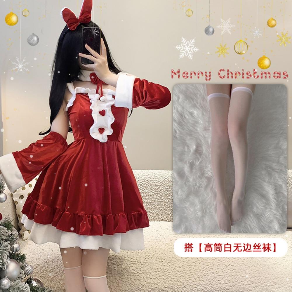 Xian Yi Christmas Dress Sexy Red Velvet Dress Plus Size Party Prom Bunny Cos New Year's Robe
