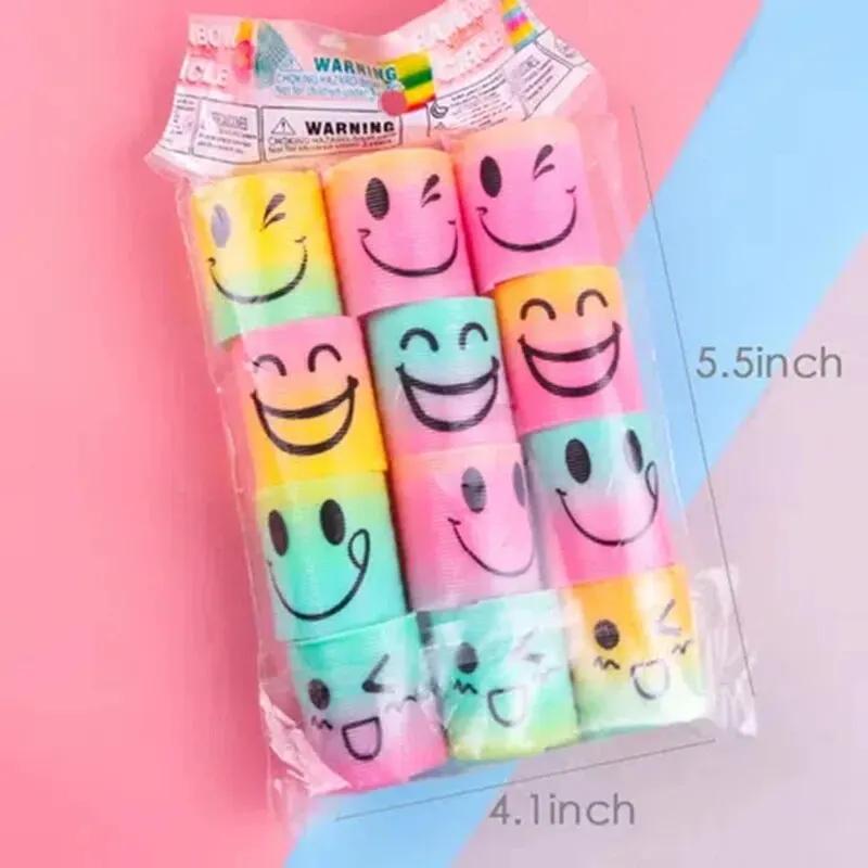 12pcs/Set Rainbow Stacking Music Nostalgic Puzzle Plastic Small Gift Spring CircleMagic Rainbow Circle For Boys Girls Gift