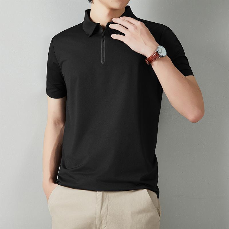 Men's classic summer casual versatile slim breathable simple solid color men's T-shirt polo shirt