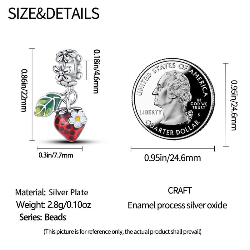 Copper-Plated Fruit Series-Strawberry Avocado Charms Fit Pan Snake Bone Bracelet Diy Bead Women Jewelry Birthday Gift