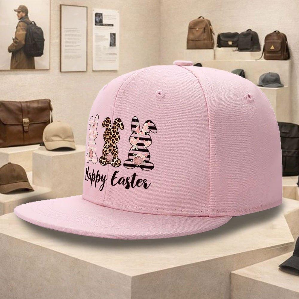 

Happy Easter Bunny Print Polyester Baseball Cap Trendy Street Hiphop Snapback for Adults Outdoor One Size