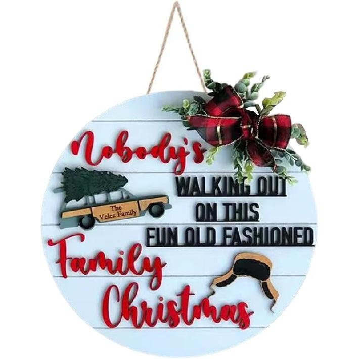 National Lampoons Christmas Welcome Sign - Rustic Farmhouse 3D Hanger Sign for Front Door - House Christmas Vacation Decor A style
