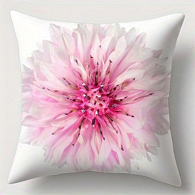 Pink Floral Patterns Double-Sided Printed Pillow Cover Short Plush Suitable Living Rooms Bedrooms Sofas Throw Cushion Cover
