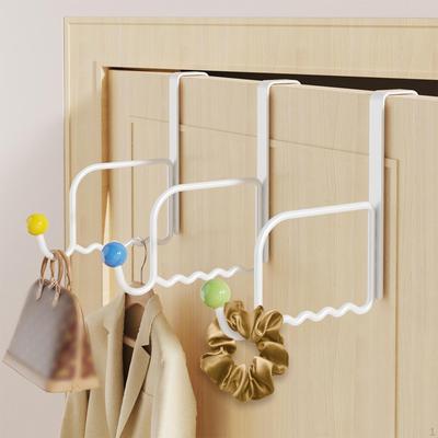 3x Over Door Hanger Hooks Coat Hat Iron Wreath Scarves Towel No Drill Kitchen