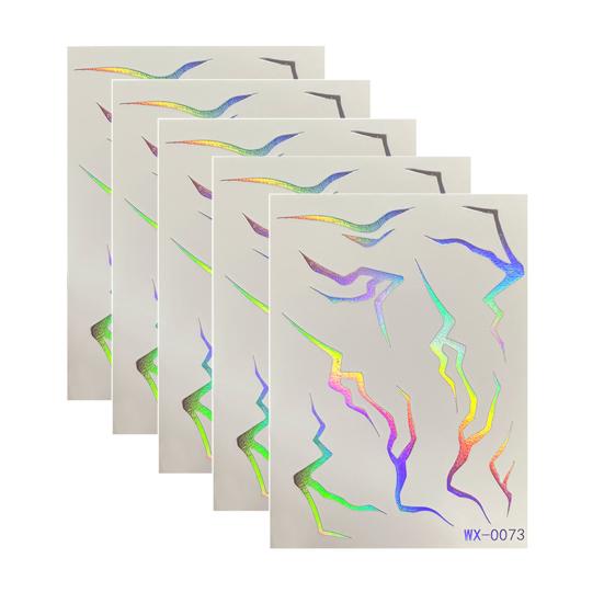 5 Sheets Holographic Lightning Tattoos Flash Temporary Stickers Full Color Body