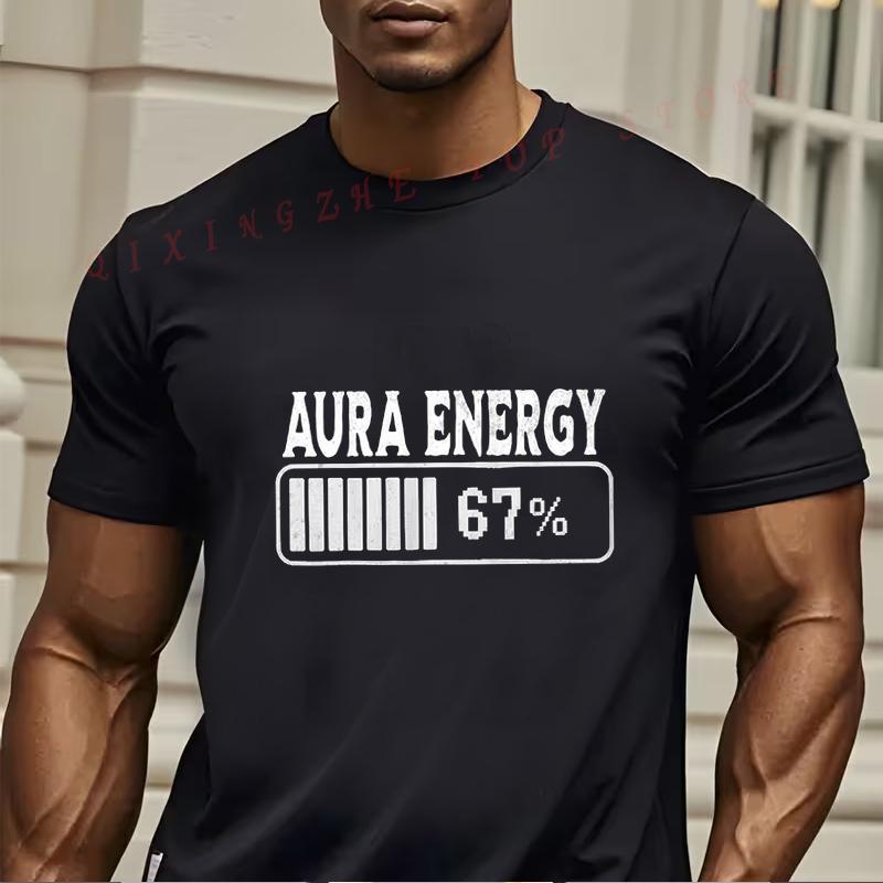 Aura Energy At 67 Funny Six Seven Meme Gen Alpha Dumb Slang TShirt Funny Present For Mens Short Sleeve TShirts Oneck Top Tees S