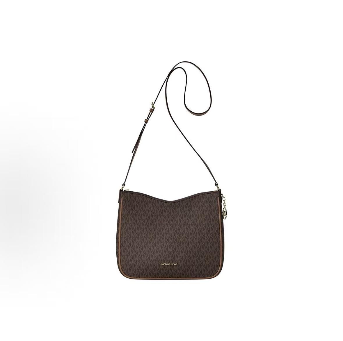 Michael Kors Nayla Signature Logo Pattern Coated Canvas Messenger Bag Women Bags Brown 35S6G5ZM2B-BROWN Basic Set (Bag+Dust Bag)