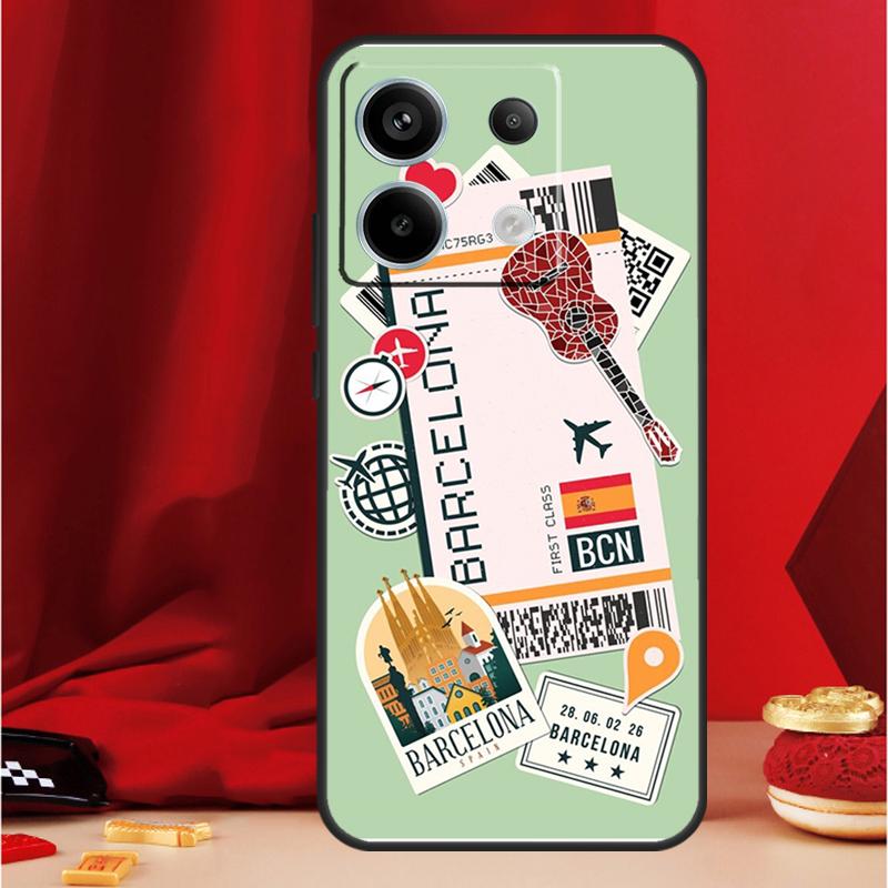 Travel Boarding Pass Tokyo Case For Xiaomi Redmi Note 14 13 12 11 10 15 Pro Plus Redmi 15 13 15C 13C 10C 12C 14C Funda