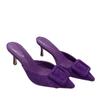 2024 New Muller Shoes Women's Shallow Mouth Pointed Toe Middle Heel Square Buckle Stiletto Baotou Women's Half Slippers