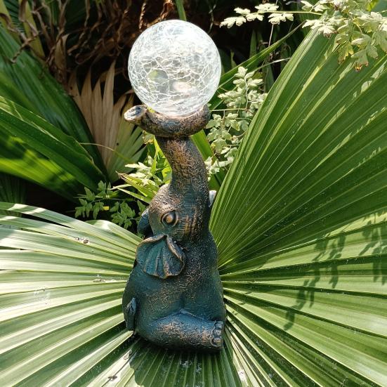 Yousheng Solar Elephant Lamp Garden Elephant Statue with LED Light Outdoor Elephant Figurine with Lighted Ball for Courtyard Patio Balcony Decor