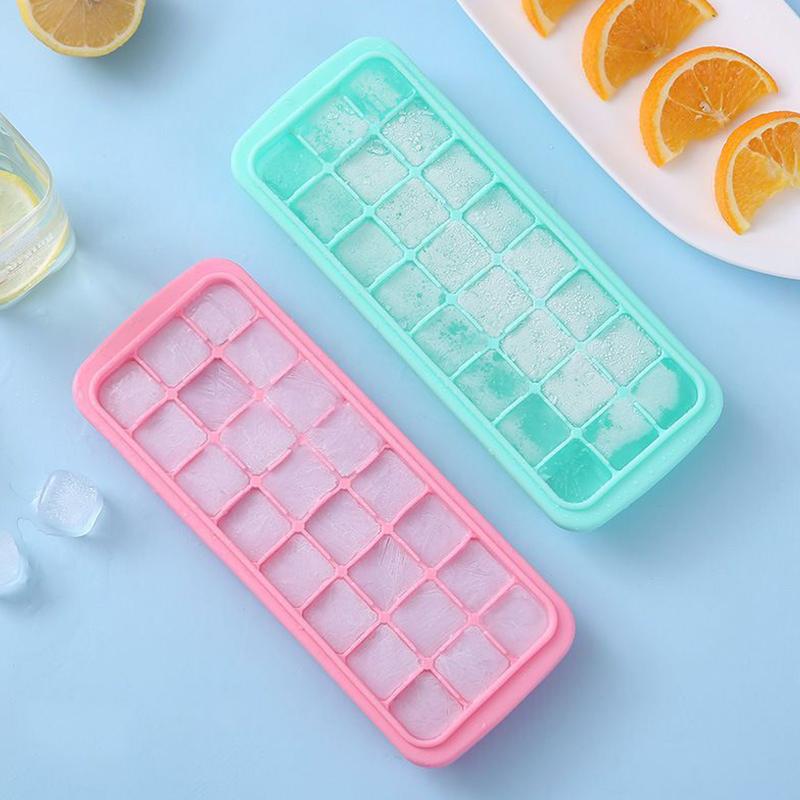 Food Grade Silicone Ice Cube Tray With Lid 24 Compartments Multi Purpose For Cocktails And Baby Food