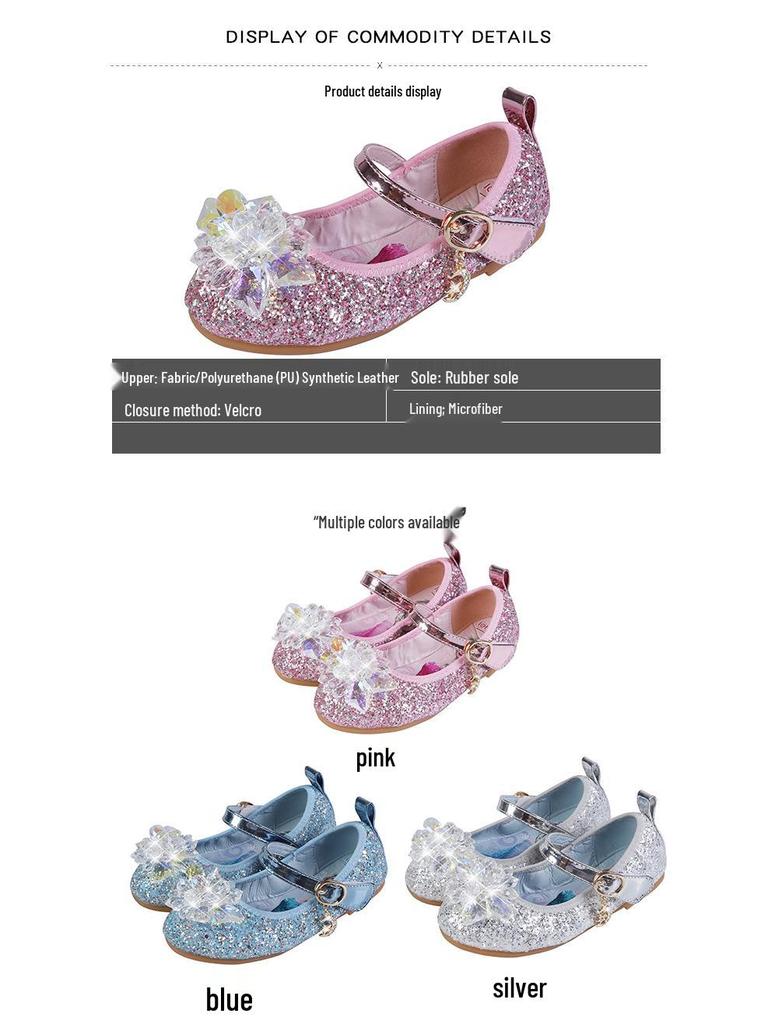 Elsa Princess Girls' Rhinestone Crystal Shoes – Summer/Fall Fashion, Soft Sole Flats