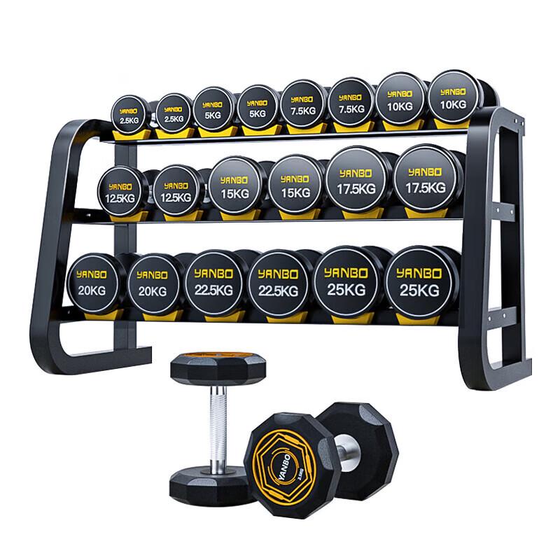 Xilu 210kg Round Head PEV Dumbbell Set with Rack and Mat
