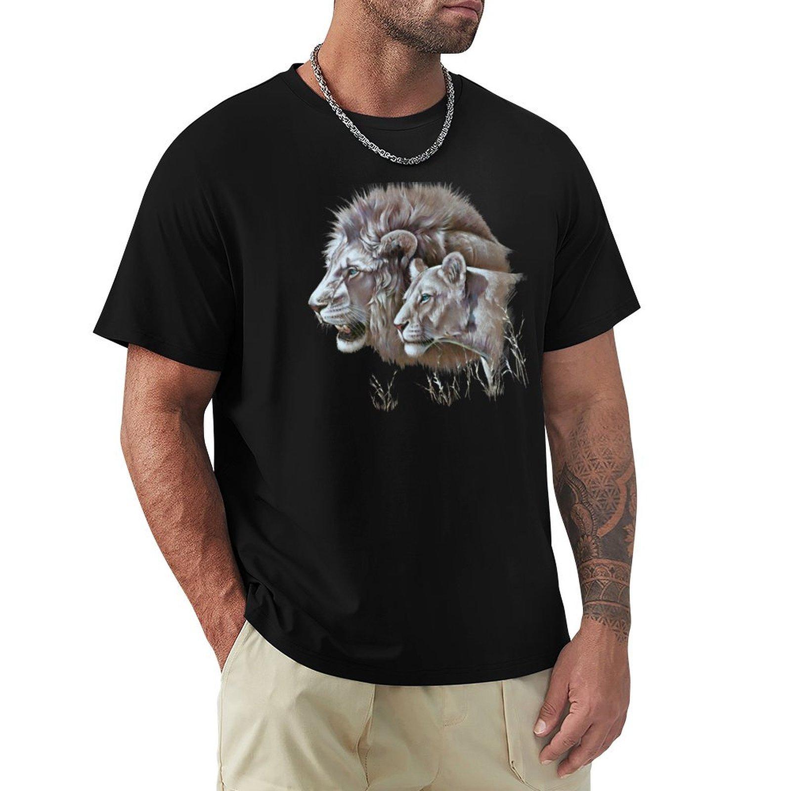 

White Lion and Lioness TShirt anime figures aesthetic clothes oversized t shirt anime t shirts Mens clothing 4XL