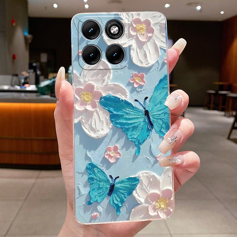 Etui Na Motorola Edge 70 Fusion Przezroczyste Luksusowe Modne Motyl Kwiaty Miękki TPU Silikonowy Pokrowiec Na Telefon dla Edge70 Fusion Zderzak