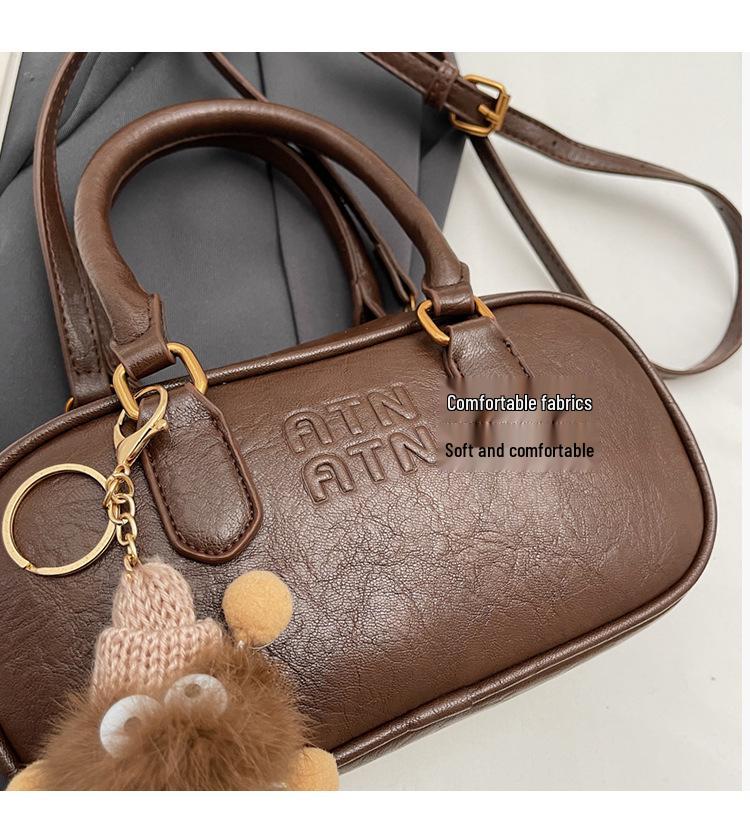 Autumn/Winter 2025 Women's Korean-Style Retro Bowling Crossbody Bag