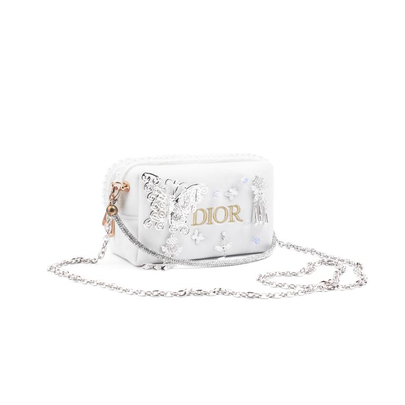 DIOR Bag [Customized Cosmetic Bag] Little Flower Moonlight Butterfly Shadow Beautiful and Romantic Elegant Butterfly Pearl Japanese Sweet Regular