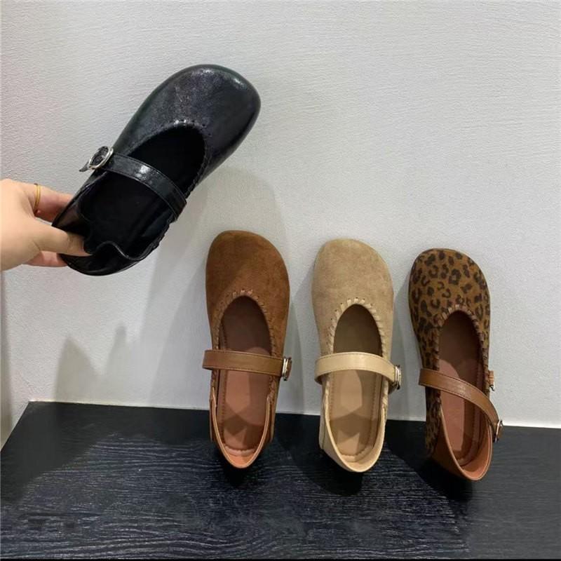 Fashion 2025 Spring New Women Ballet Flats Summer Shallow Mouth Loafers Shoe Luxury Ladies Round Toe Buckle Dress Shoes Zapatos De Mujer