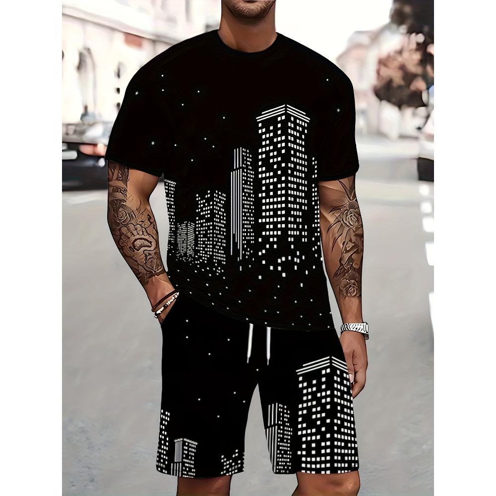 Men's Casual Fashion Simple Short-sleeved Shorts Set Comfortable Loose Sports Suit Versatile Unisex Sports Clothing