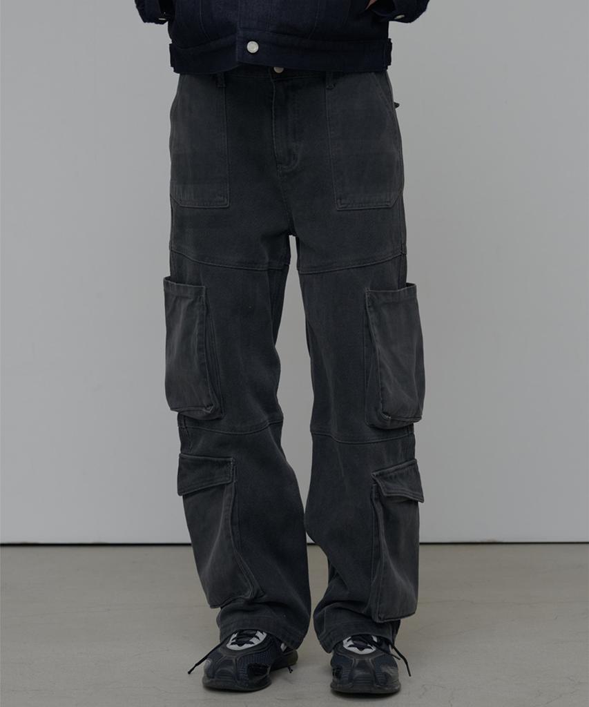 Aenitaimlolig Camellia Big Cargo Pants-Charcoal