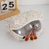 Cute Pink Floral Quilted Makeup Bag Multi-Purpose Portable Cosmetic Storage Pouch Compact Coin Storage Toiletry Organizer