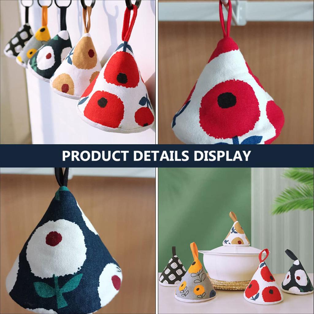 Hakona Triangular Pot Holders, Set of 2, Stylish and Cute, Nordic-Style Fish Pattern, Heat-Resistant Mitts with Iron-On Handles, Non-Slip Thickness,