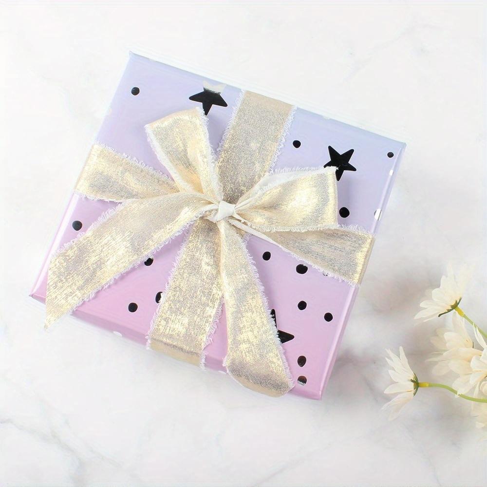 2 Rollen Handreißbares Rohkantenband Brillantes Band Drei Rollen Glänzendes Goldenes Seidenband Braut-Blumenstrauß Geschenkverpackung Hochzeitsdekoration DIY-Basteln