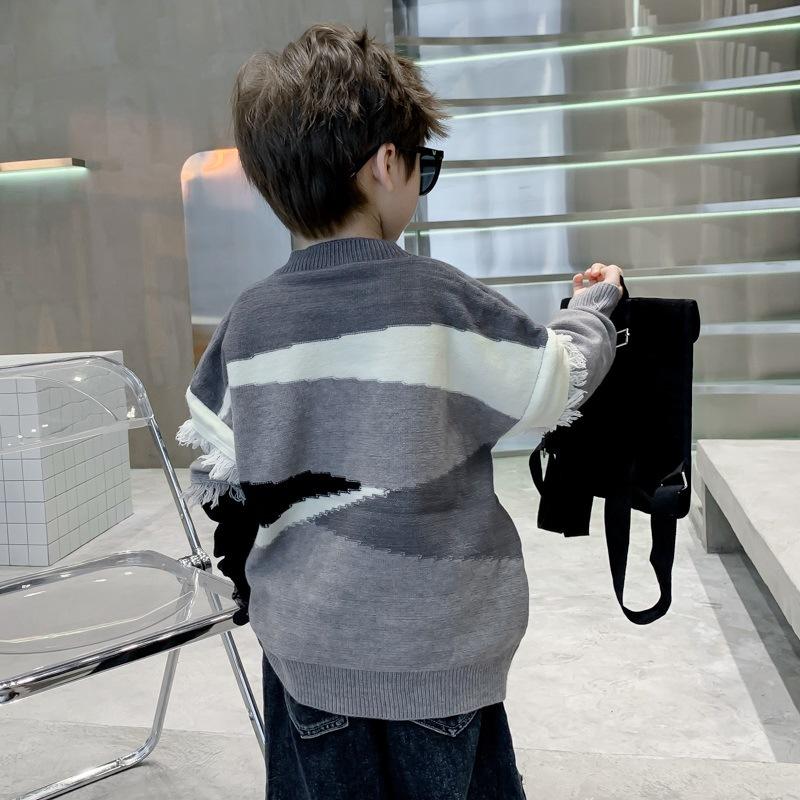 Spring Autumn Boys Sweater Coat Kids Tops Knitting Plus Thicken Cottons Pullover Teenagers Children's Clothing