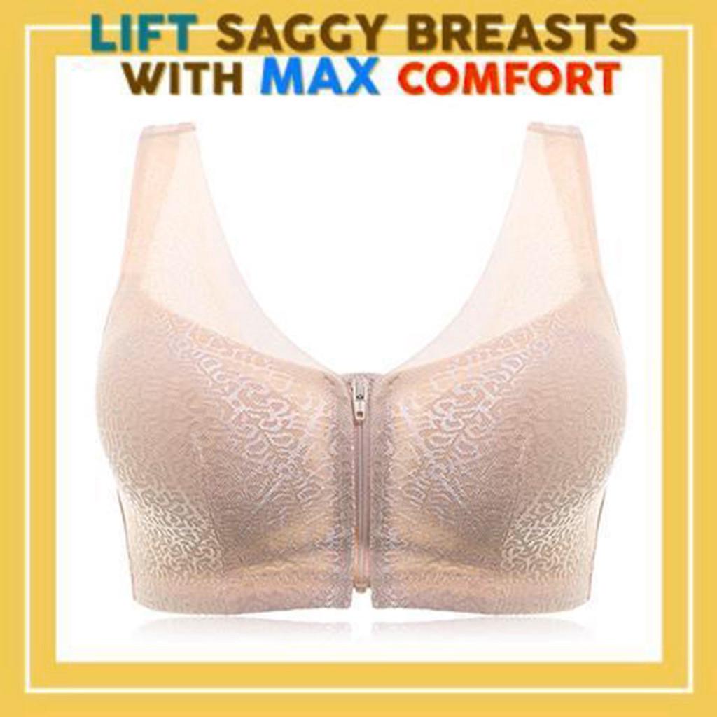 Front zipper closure wirefree extra breathable silk bra Clearance