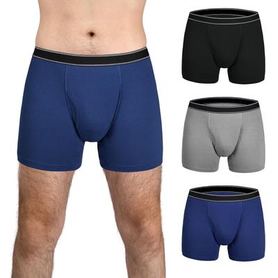 TIICHOO Men's Incontinence Briefs, Boxer Briefs, Cotton, 100cc Absorbency, 3-Pack (4L, Black, Gray, Navy Blue)