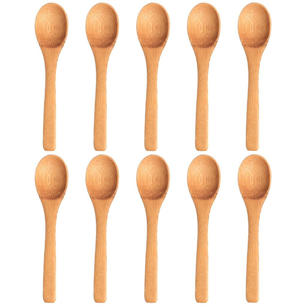 Small Bamboo Wooden Spoons Tiny Ellipse Serving Wood Spoons for Seasoning Oil Coffee Tea Sugar