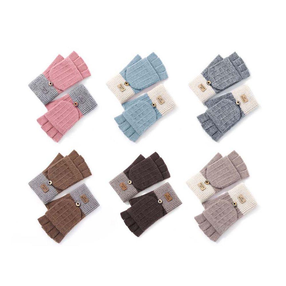 Gloves Autumn And Winter Half-finger Gloves Female Gloves Flip Mittens Christmas Wool Mittens