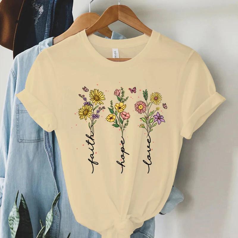 Faith Hope Love Vintage Boho TShirts Women Christian Tshirts Short Sleeve Trendy Tee Shirt Tops Women Religious Faith T Shirts