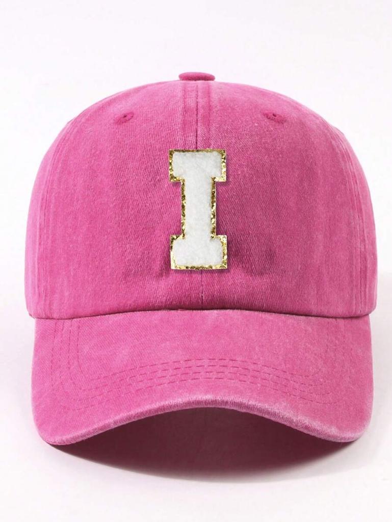 Fuchsia Pink Letter E Patch Casual Dad Hat Adjustable Unisex Outdoor Sun Visor Cap