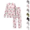Women's Butterfly Print Long,Sleeved Pajama Set