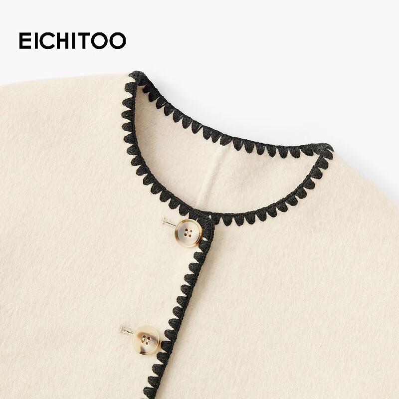 EICHITOO Women's Chic Wool-Blend Short Coat with Scarf