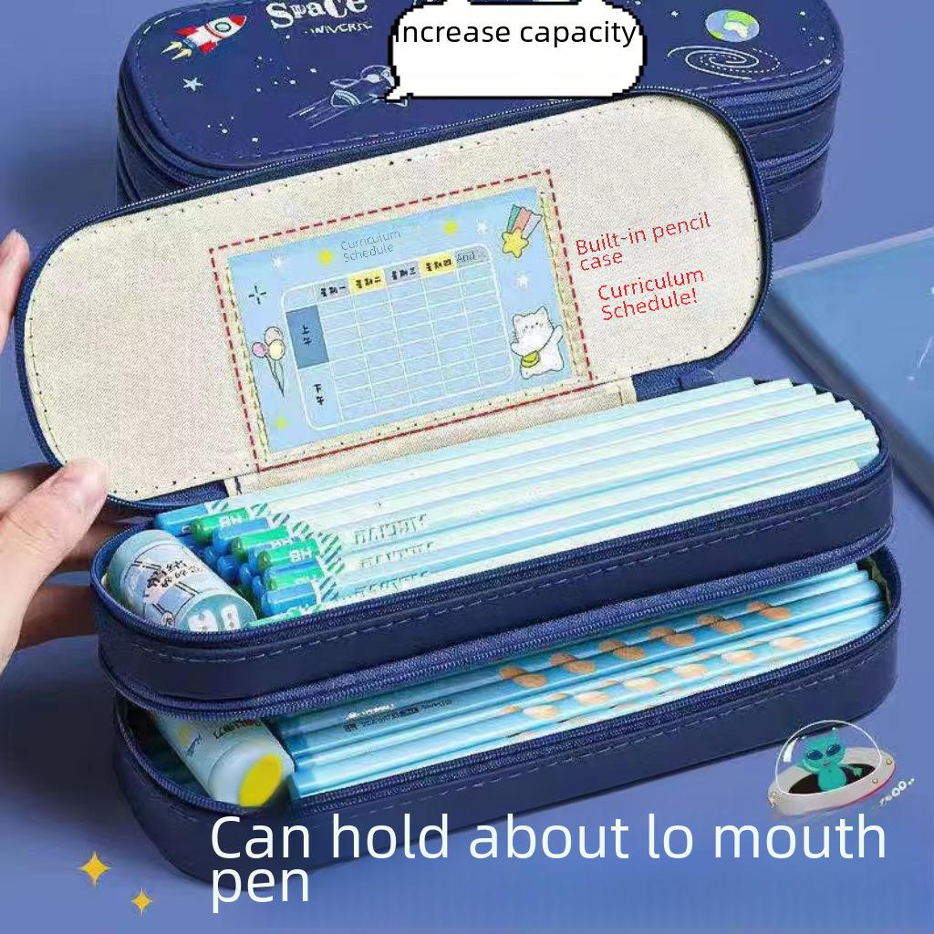 Estuche de Lápices Astronauta de Gran Capacidad - Tema Espacial, Diseño de Cohete, Grueso, Impermeable, Resistente a la Suciedad