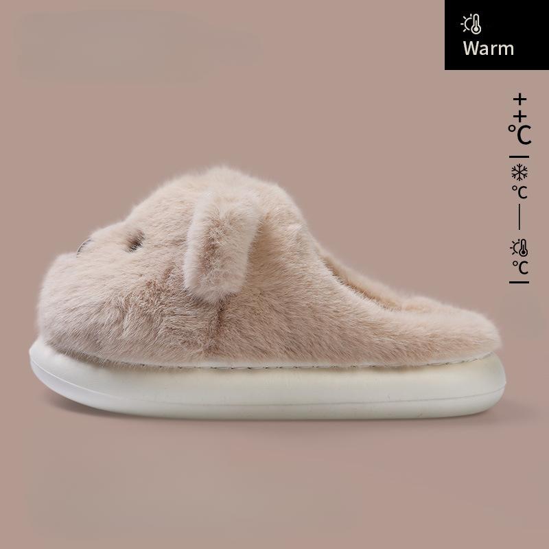Fashion Women's Bows Cartoon Cotton Slippers Female Autumn Winter New Indoor Home Warm Thick Bottom Warm Plush Anti-slip Cotton Slippers