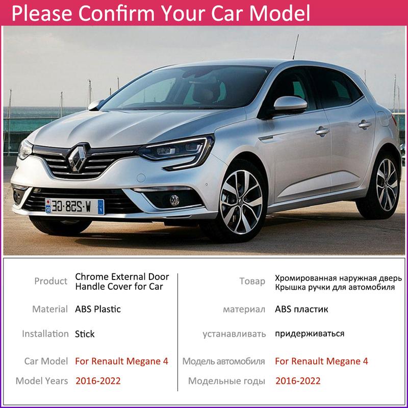 For Renault Megane 4 MK4 IV 2016~ 2018   Gloss Black Door Handle Cover Car Exterior Accessories Rustproof Stickers