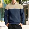 Men Color Block Quarter Zip Sweatshirt Mock Neck Pullover with Kangaroo Pocket Ribbed Cuffs Hem Long Sleeve Spring Fall Casual Streetwear Top