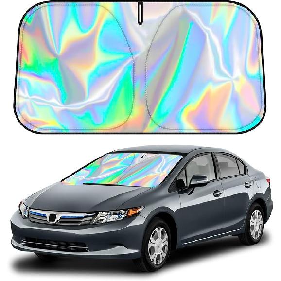 D-Lumina Windshield Sun Shade For 2011-2017 Honda Odyssey Mini Van Accessories, Iridescent Reflective Front Window Sunshade Sun Visor Protector Block